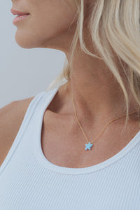 Aqua Starfish Opal 18K Plated Gold Chain