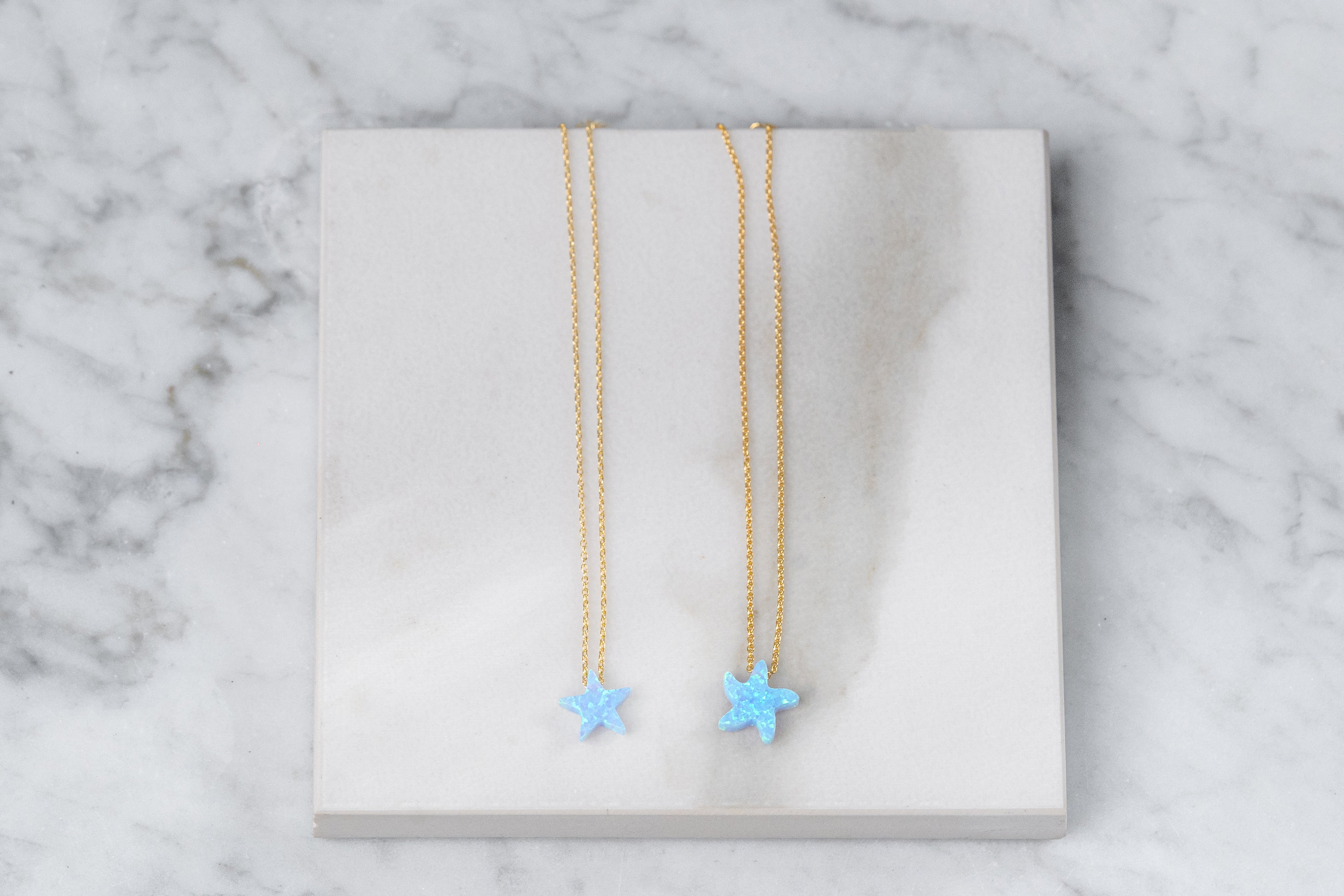 Aqua Starfish Opal 18K Plated Gold Chain