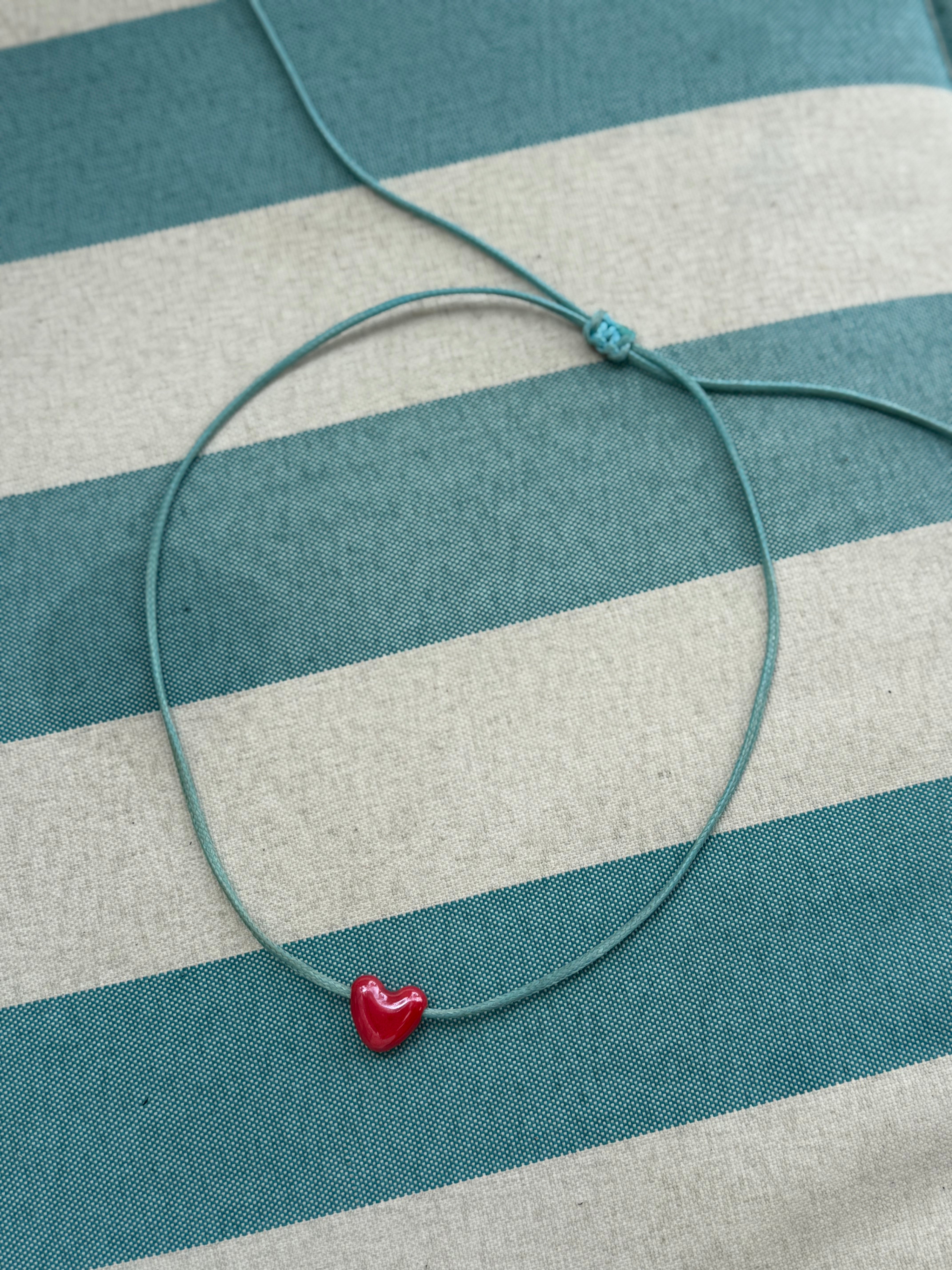 Ceramic red heart necklace