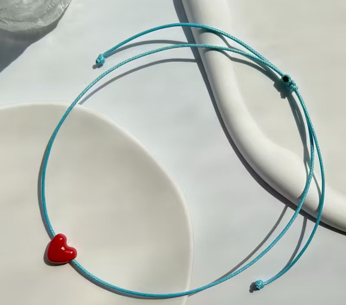 Ceramic red heart necklace