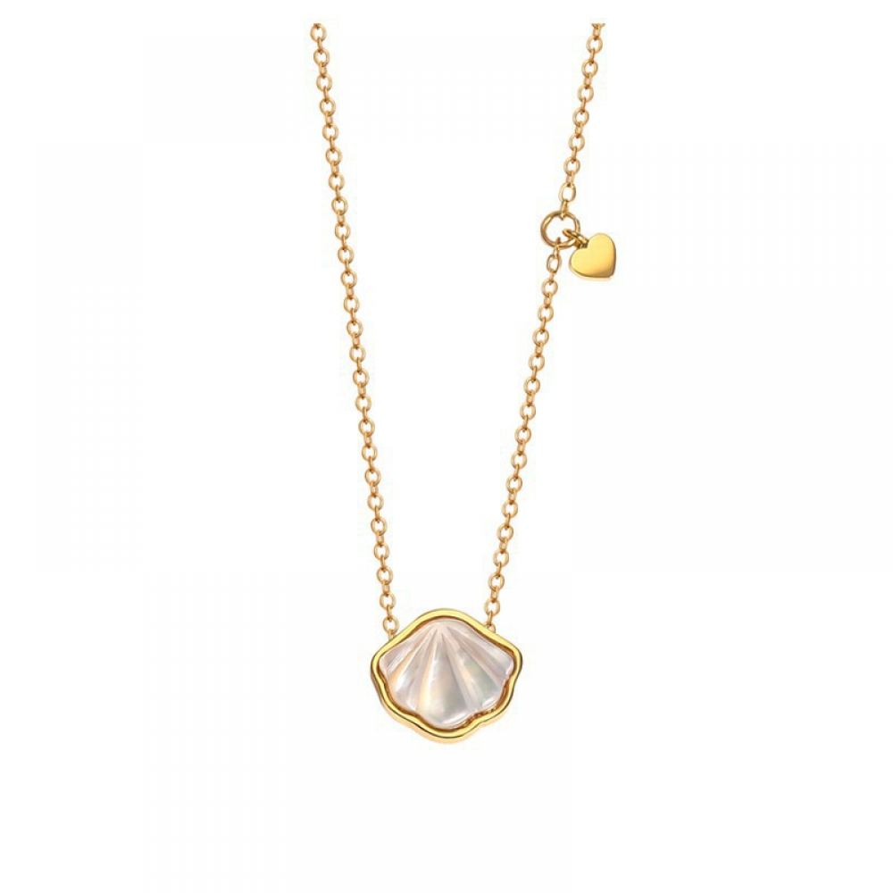 18k Gold Plated Natural White Cowry Shell Pendant Necklace