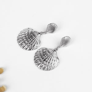 Large Silver Shells Drop Earrings