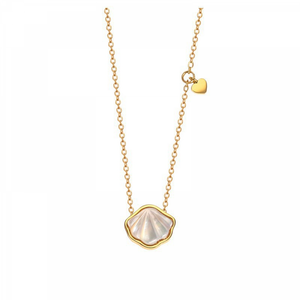 18k Gold Plated Natural White Cowry Shell Pendant Necklace