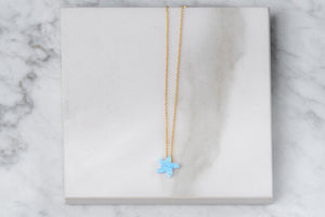 Aqua Starfish Opal 18K Plated Gold Chain