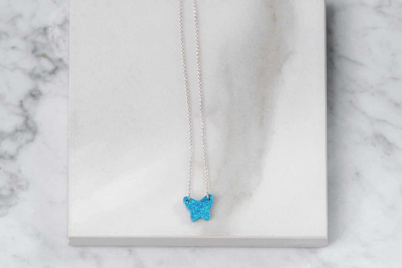 Butterfly Opal With 925 Sterling Silver O Chain