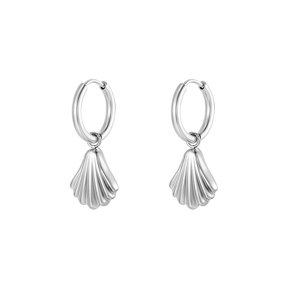 Small Silver Shells Dangle Earring