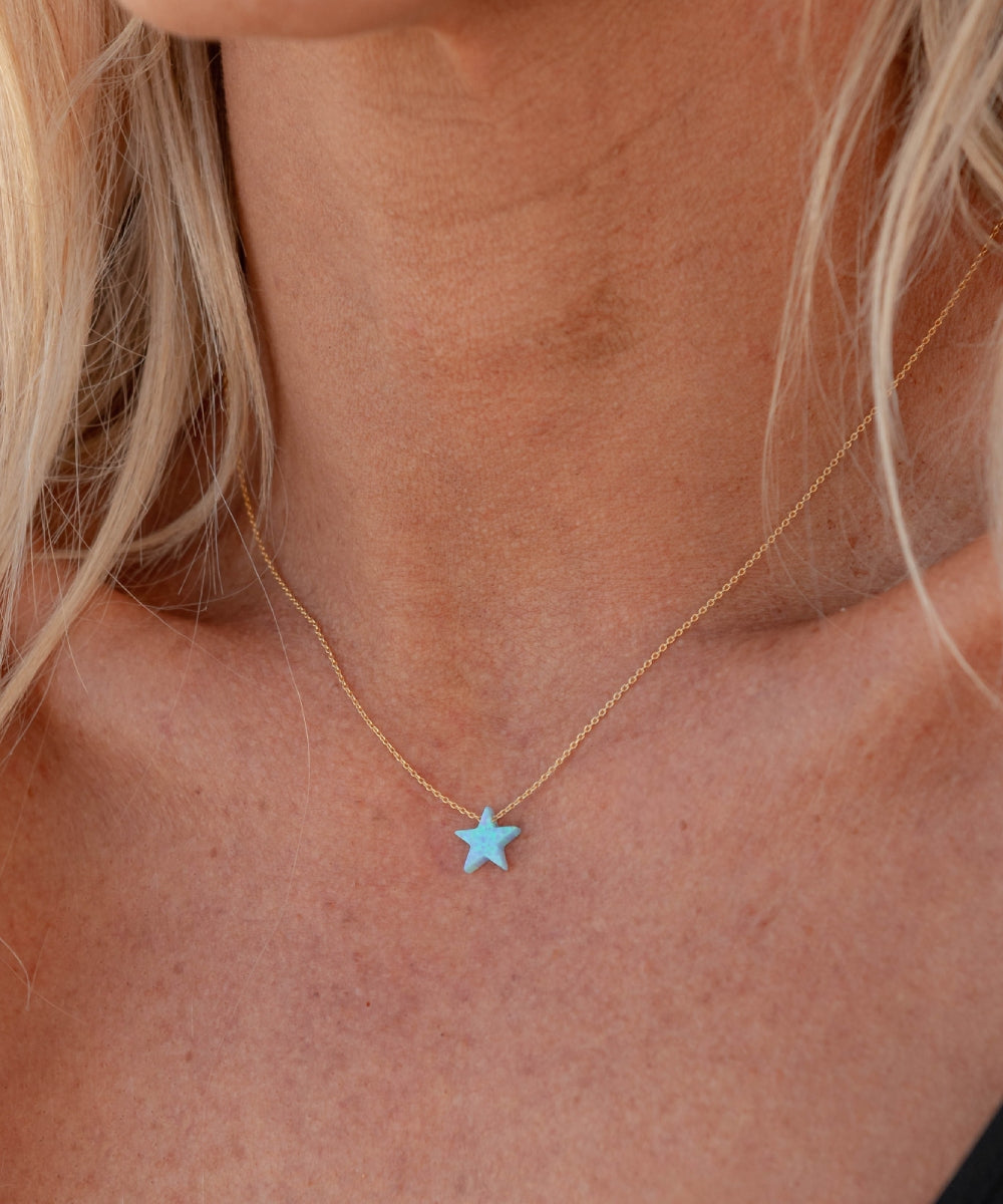 Aqua Opal Star 18k Plated Gold