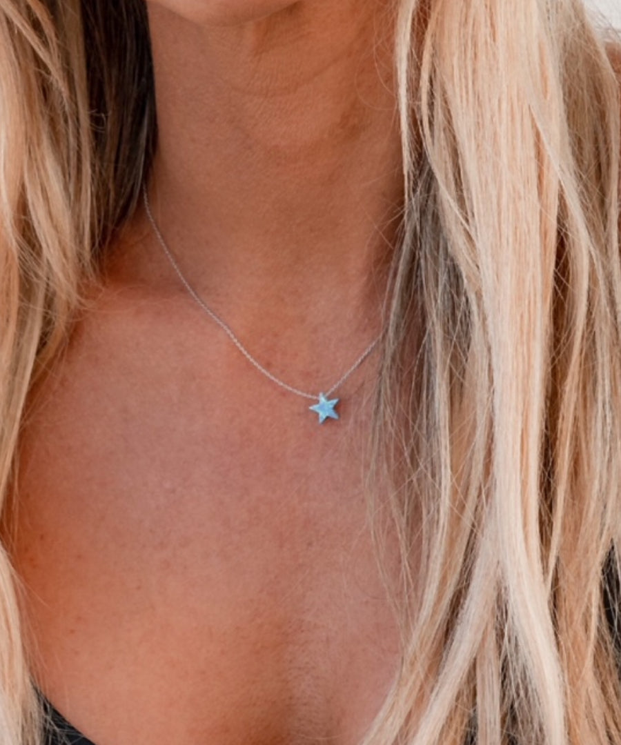 Aqua Opal Star 925 Sterling Silver