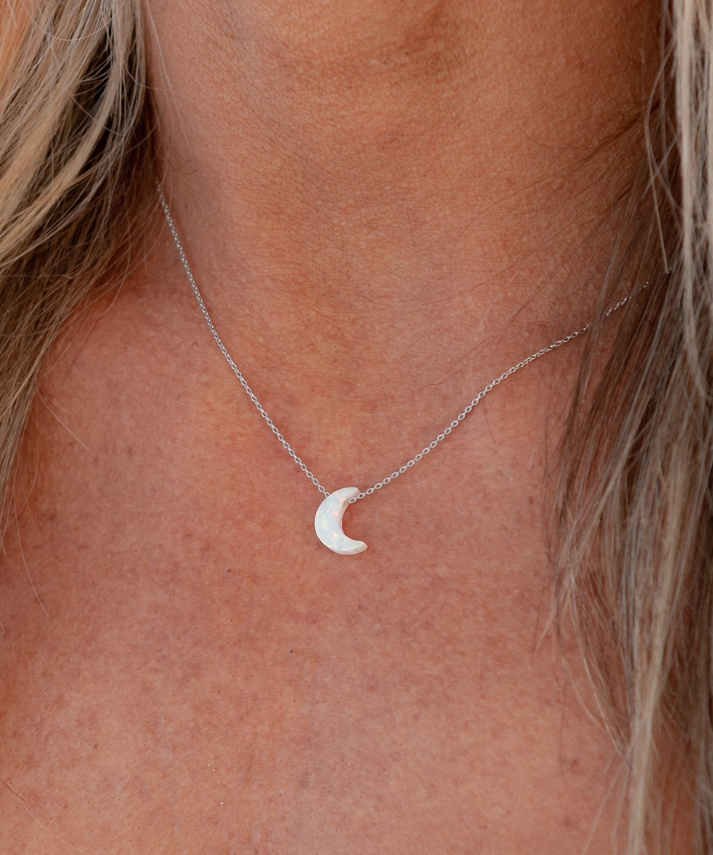 White Opal Moon 925 Sterling Silver - Main Image