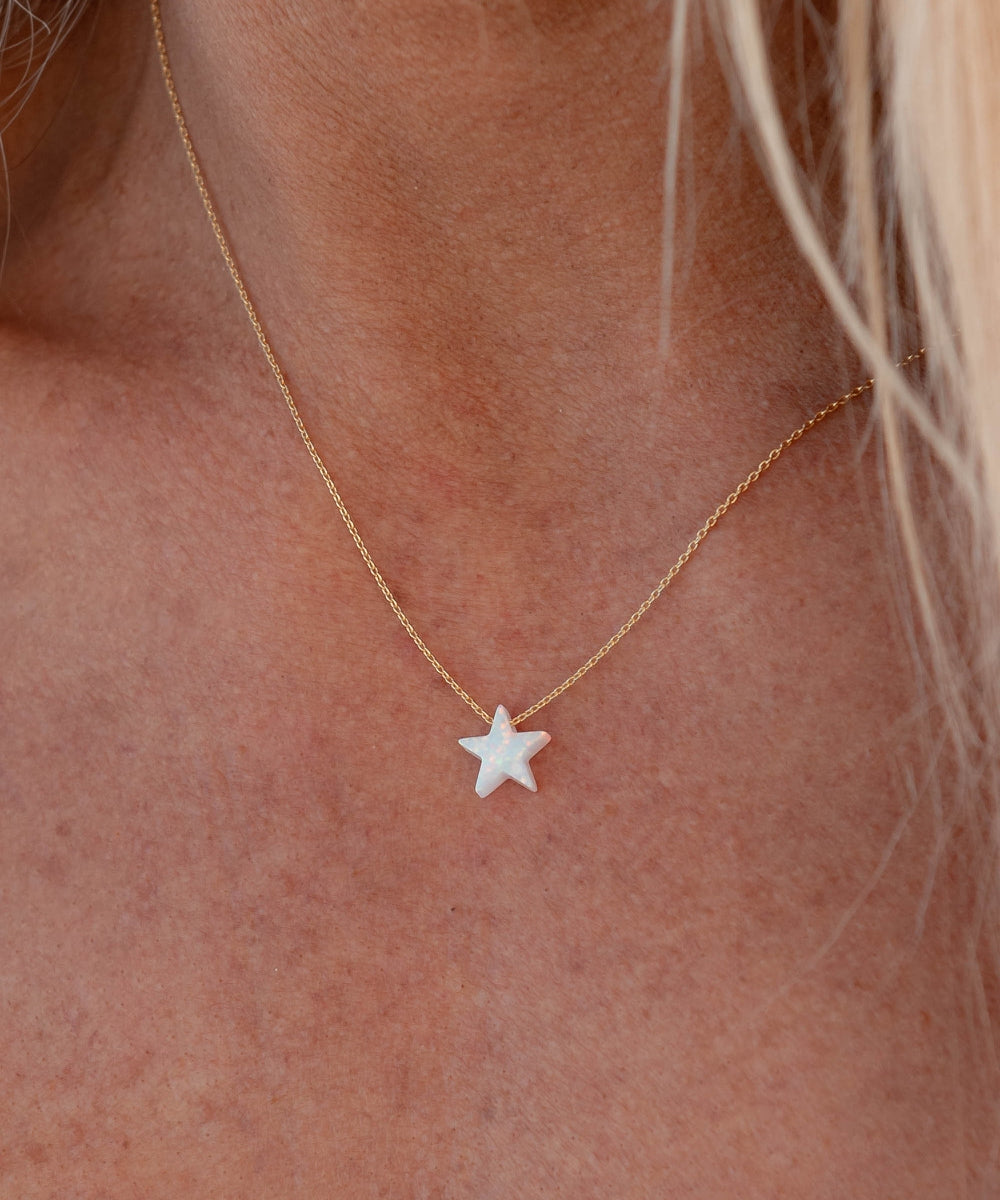 White Opal Star 18k Plated Gold