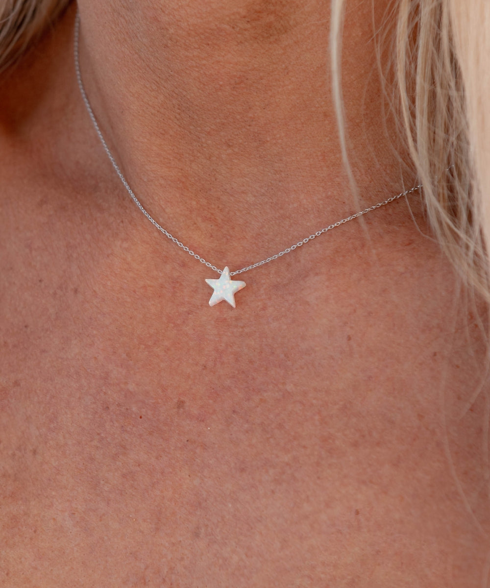 White Opal Star 925 Sterling Silver